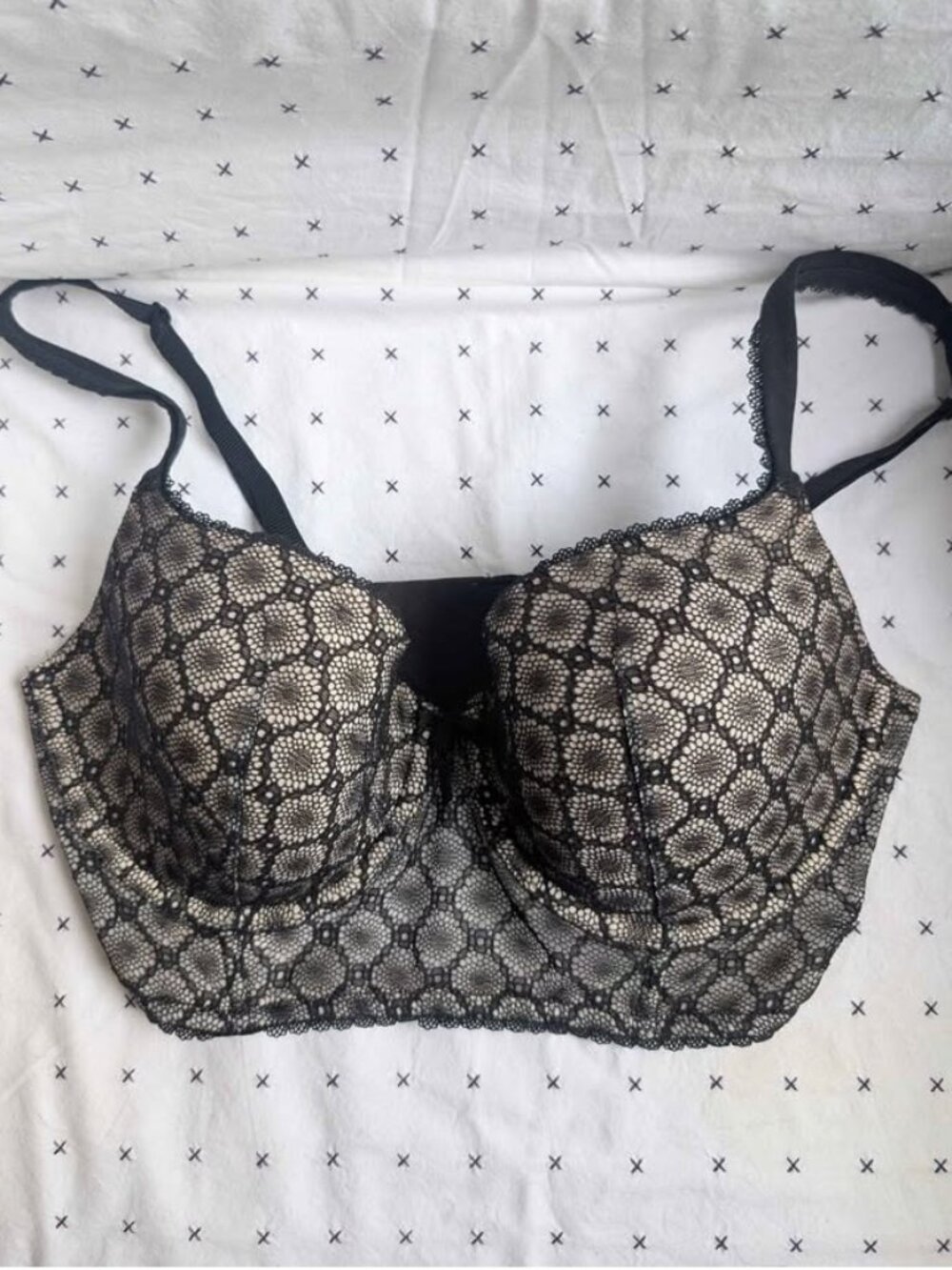 Victoria's Secret Black Lace Lined Demi Bra, Boudoir Lingerie, 36D